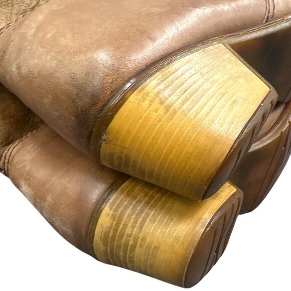 VTG 70s Blondo Leather Boots 10 Shearling Western Winter Distressed boho Hippie - Picture 14 of 16